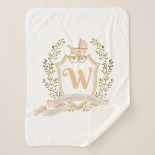 Baby Carriage Monogram "W" Nursery Sherpa Deken