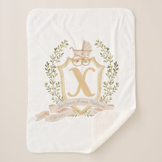 Baby Carriage Monogram "X" Nursery Sherpa Deken (Voorkant)