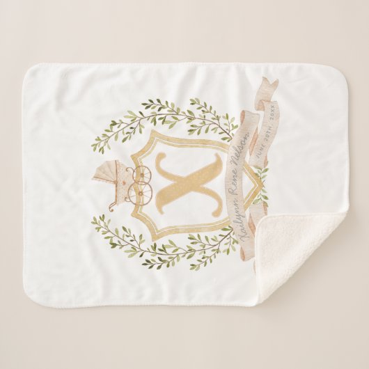 Baby Carriage Monogram "X" Nursery Sherpa Deken (Voorkant (horizontaal))