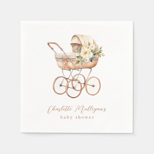  Baby Carriage Neutraal Baby shower Servet (Voorkant)