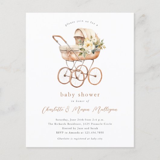  Baby Carriage Neutral Couples Baby shower (Voorkant)