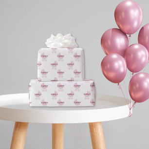  Baby Carriage  roze bloemmotief Cadeaupapier