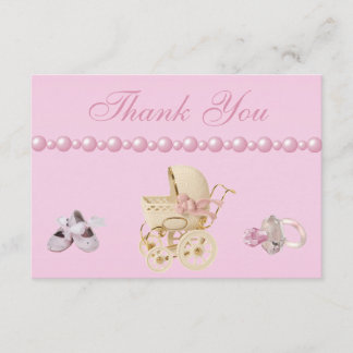 Baby Carriage, Shoes, Pacifier, Pearls Hartelijk d Bedankkaart