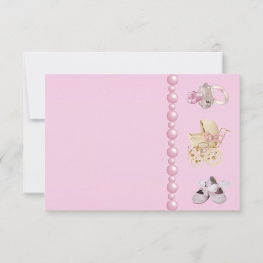 Baby Carriage, Shoes, Pacifier, Pearls Hartelijk d Bedankkaart (Achterkant)