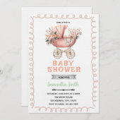 Baby carriage shower invitation kaart (Voorkant / Achterkant)