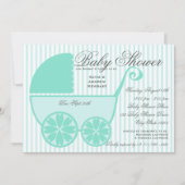 Baby Carriage Shower Turquoise en grijs Kaart (Voorkant)