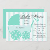 Baby Carriage Shower Turquoise en grijs Kaart (Voorkant / Achterkant)