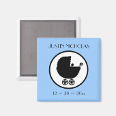 Baby Carriage Silhouet Geboorte Aankondiging Magne Magneet (Voorkant / Achterkant)