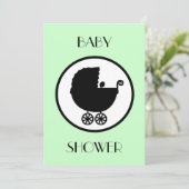 Baby Carriage Silhouette Baby shower Invitation Kaart (Staand voorkant)