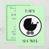 Baby Carriage Silhouette Baby shower Invitation Kaart (Voorkant / Achterkant)