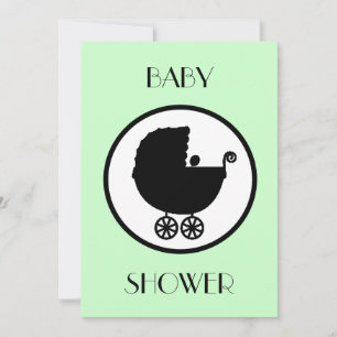 Baby Carriage Silhouette Baby shower Invitation Kaart