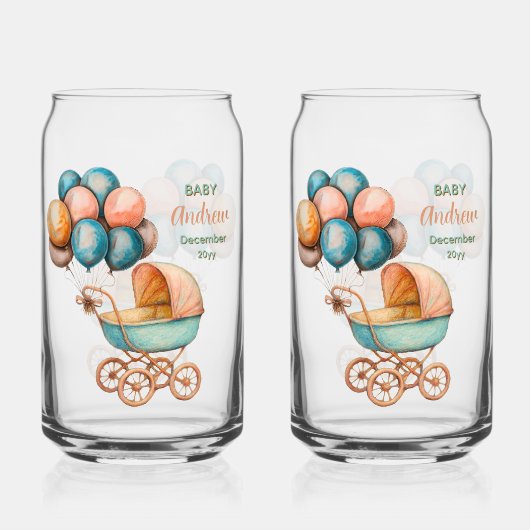 Baby Carriage Soda Glass Blikvorm Glas (Achterkant)