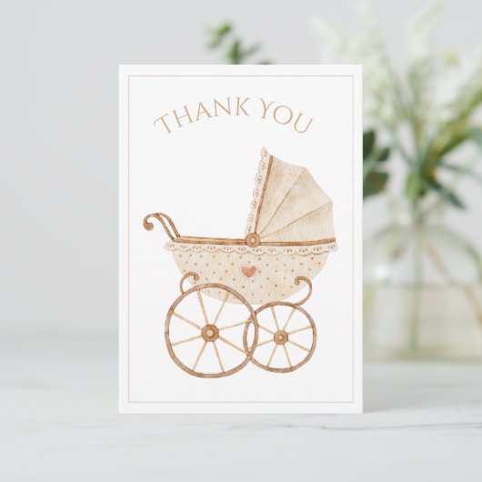 Baby Carriage Waterverf Baby shower Bedankt (Staand voorkant)
