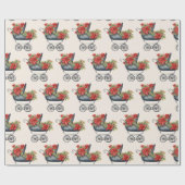 Baby Carriage Xmas Floral Christmas Cadeaupapier (Vlak)