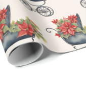 Baby Carriage Xmas Floral Christmas Cadeaupapier (Rol Hoek)