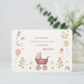  Baby Carriage Zwangerschapsaankondiging Kaart (Staand voorkant)