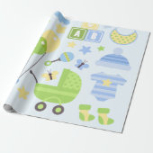Baby Carrier - Boy Baby shower Cadeaupapier (Uitgerold)