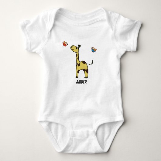 Baby carrosserie kleine Giraffe en vogels Romper (Voorkant)