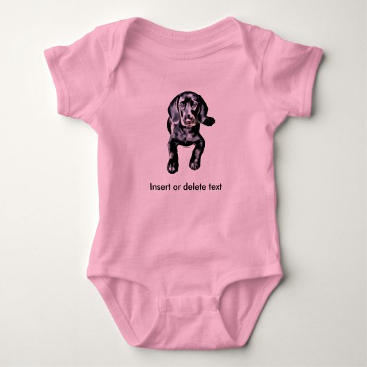 Baby carrosserie zwarte labpuppy romper (Voorkant)