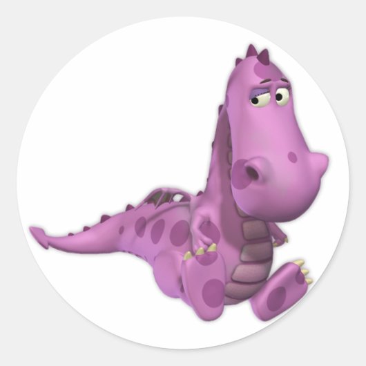 Baby Cartoon Dragons: roky Ronde Sticker (Voorkant)