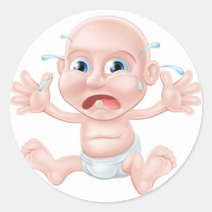 Baby cartoon drogen ronde sticker