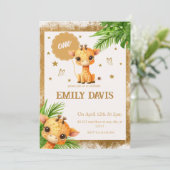 baby cartoon giraffe oerwoud safari kaart (Staand voorkant)