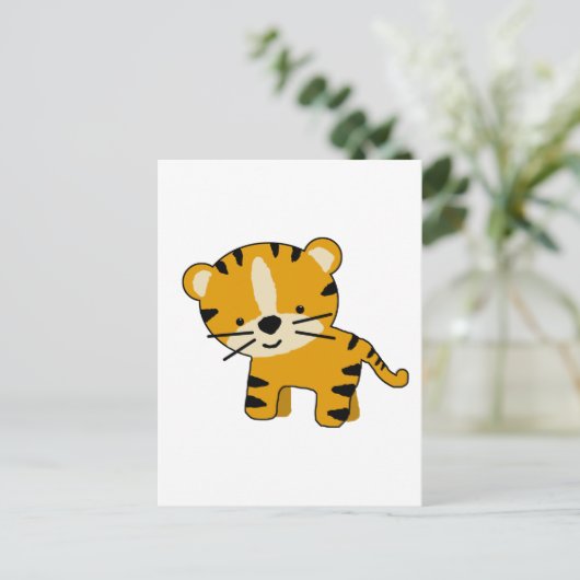 Baby Cartoon Tiger Boy Briefkaart (Staand voorkant)