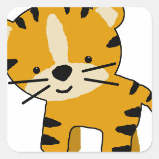 Baby Cartoon Tiger Boy Vierkante Sticker