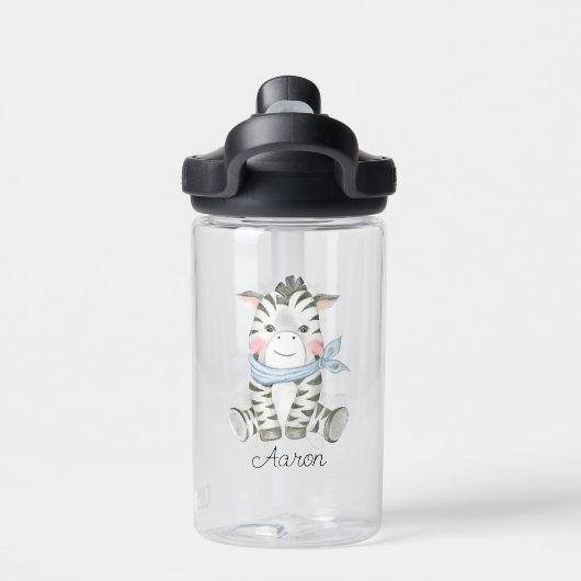 Baby Cartoon Zebra Gepersonaliseerd Waterfles (Achterkant)