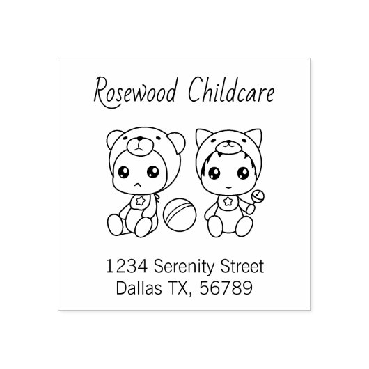 Baby Cat Beer Daycare Chilcare Adres 4 Rubberstempel (Afrduk)