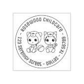 Baby Cat Beer Daycare Chilcare Round Address 2 Rubberstempel (Afrduk)