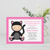 Baby Cat Birthday Party Invitation Kaart (Staand voorkant)