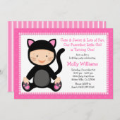 Baby Cat Birthday Party Invitation Kaart (Voorkant / Achterkant)