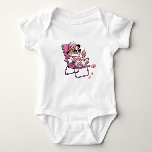 Baby cat eat ice cream romper (Voorkant)