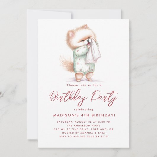 Baby Cat in pyjama verjaardagsfeestje Kaart (Voorkant)