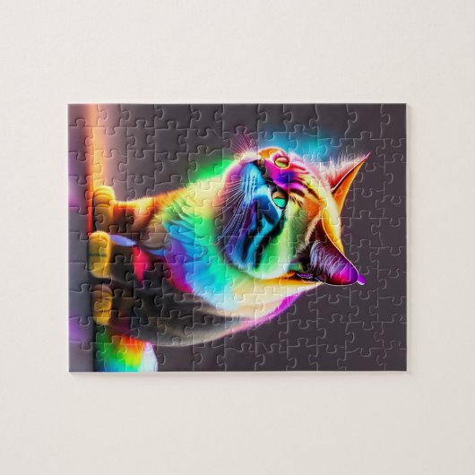 Baby Cat met neonverlichting, Cat Legpuzzel (Horizontaal)