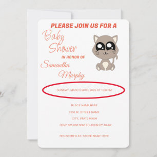 Baby Cat Uitnodiging voor Baby shower
