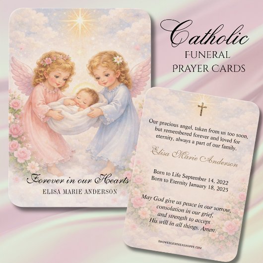 Baby Catholic Funeral Memorial Holy Card - Visitekaartje