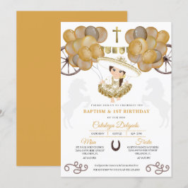 Baby Charra Gold Balloons Mexicaanse baptisme Kaart