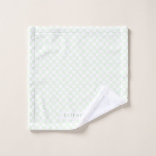 Baby Checkerboard Pastel Green White Bad Handdoek (Wasdoekje)