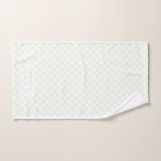 Baby Checkerboard Pastel Green White Bad Handdoek (Handdoek)