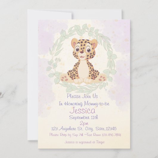 Baby Cheetah Baby shower Invite Kaart (Voorkant)