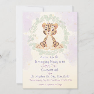 Baby Cheetah Baby shower Invite Kaart