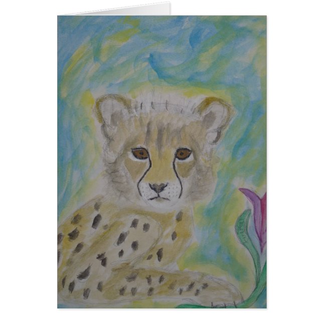 baby cheetah en bloem (Voorkant)
