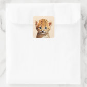 Baby Cheetah Portret Vierkante Sticker (Tas)