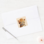 Baby Cheetah Portret Vierkante Sticker (Envelop)