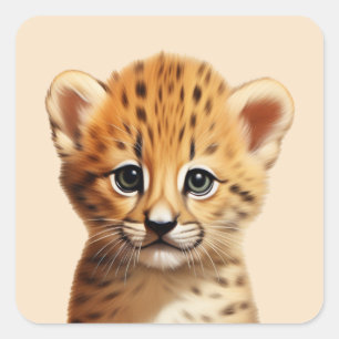 Baby Cheetah Portret Vierkante Sticker
