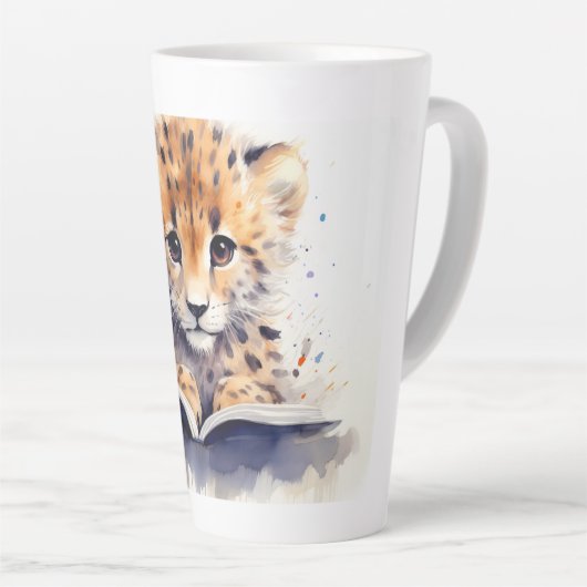 Baby Cheetah Reader Latte Mok (Rechterhoek)