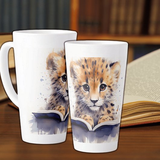 Baby Cheetah Reader Latte Mok