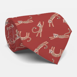 Baby Cheetah Stretches Red en roze Stropdas